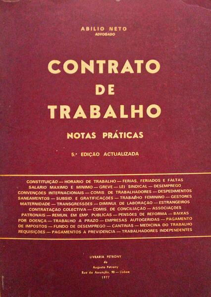 CONTRATO DE TRABALHO, NOTAS PRÃTICAS. [5Âª EDIÃ‡ÃƒO]