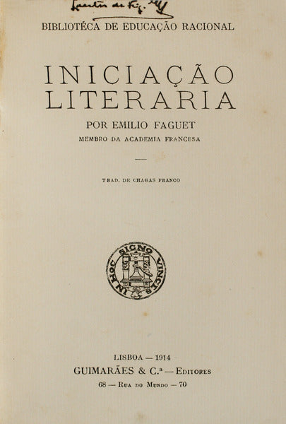 INICIAÇÃO LITERÁRIA.