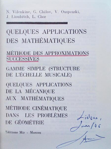 VILENKINE. (N.) e outros. QUELQUES APPLICATIONS DES MATHÉMATIQUES.