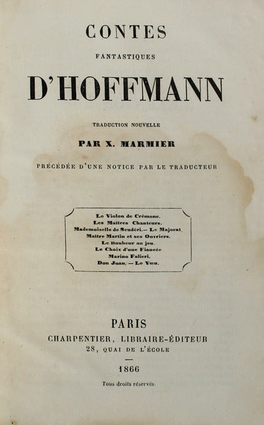CONTES FANTASTIQUES D'HOFFMANN.