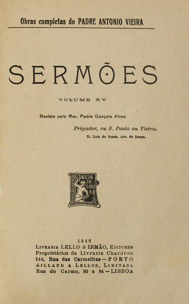 VIEIRA. (Padre António) SERMÕES. [VOLUME 15]
