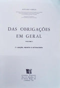 DAS OBRIGAÇÕES EM GERAL. [VOL. I - 7.ª Edição]