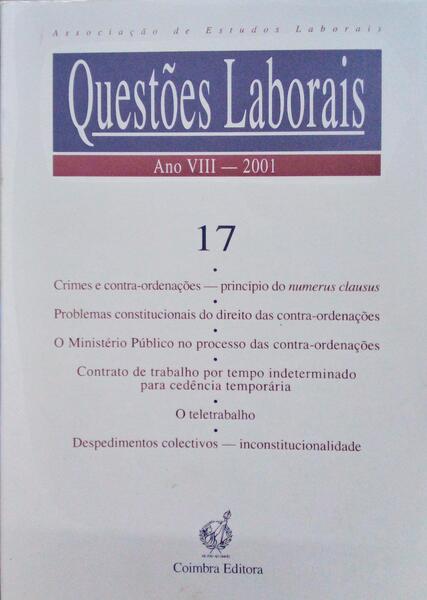 QUESTÕES LABORAIS, N.º 17, ANO VIII, 2001.