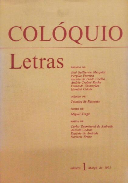 COLÓQUIO LETRAS, N.º 1, JULHO 1971.