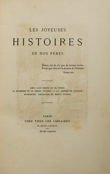 JOYEUSES (LES) HISTOIRES DE NOS PÈRES. [3 VOLS.]