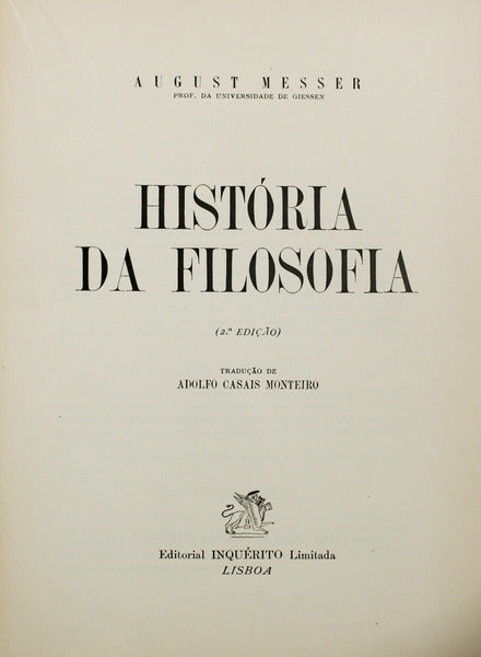 HISTÓRIA DA FILOSOFIA. [2.ª EDIÇÃO]