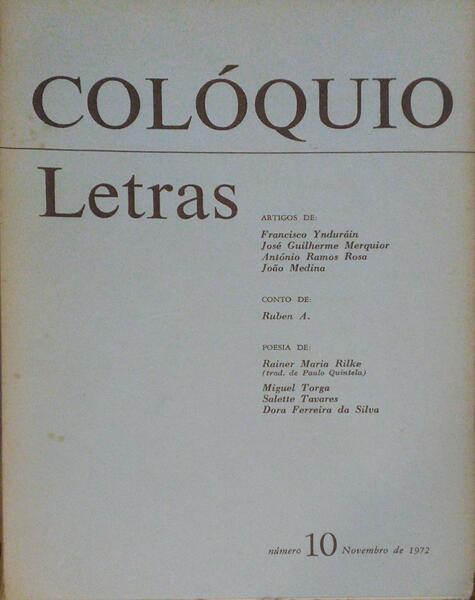 COLÓQUIO LETRAS, N.º 10, NOVEMBRO 1972.