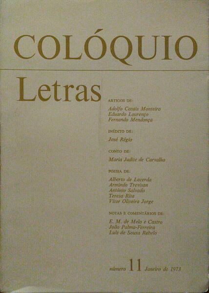 COLÓQUIO LETRAS, N.º 11, JANEIRO 1973.