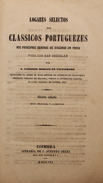 BORGES DE FIGUEIREDO. (António Cardoso) LOGARES SELECTOS DOS CLASSICOS PORTUGUEZES. [08.ª EDIÇÃO]