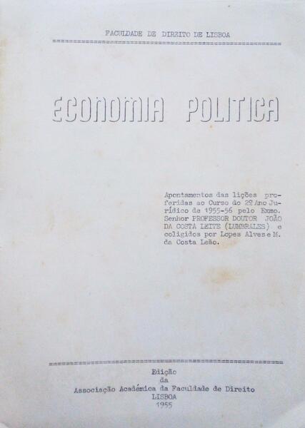 COSTA LEITE. (João da) ECONOMIA POLITICA.