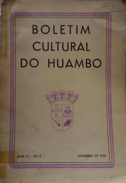 BOLETIM CULTURAL DO HUAMBO, N.º 3 - DEZEMBRO 1950.