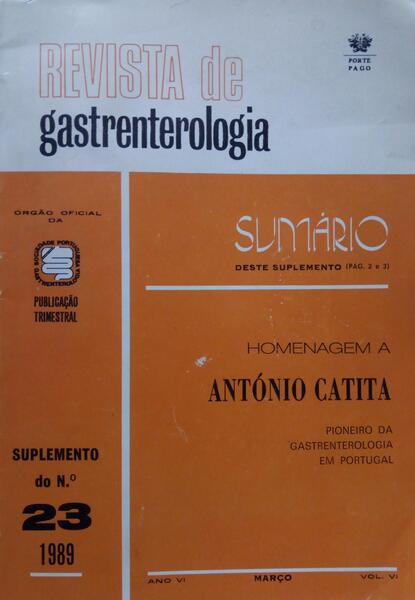 REVISTA DE GASTRENTEROLOGIA, SUPLEMENTO DO N.º 23 - 1989.