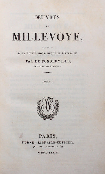 OEUVRES DE MILLEVOYE. [2 VOLUMES]
