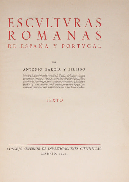 ESCULTURAS ROMANAS DE ESPAÑA Y PORTUGAL. [2 VOLUMES].