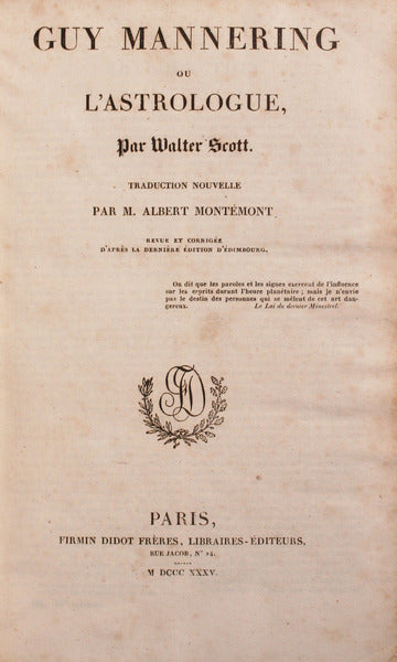 GUY MANNERING OU L'ASTROLOGUE. [2 OBRAS]