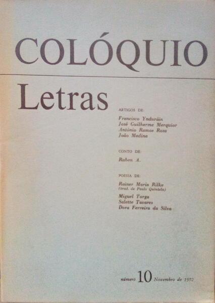 COLÓQUIO LETRAS, N.º 10, NOVEMBRO 1972.