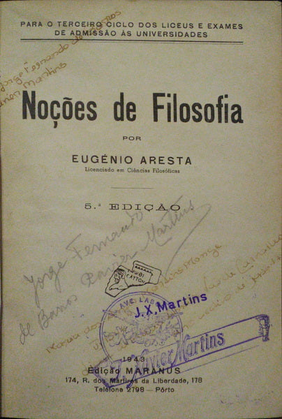 NOÇÕES DE FILOSOFIA. [5.ª EDIÇÃO]