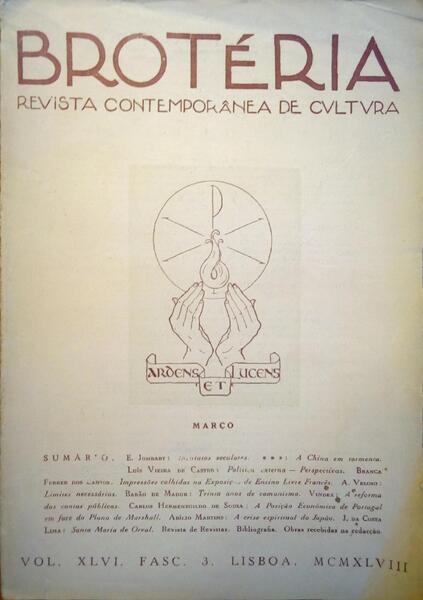 BROTÉRIA, REVISTA CONTEMPORÂNEA DE CULTURA, VOL. XLVI, FASC. 3, MARÇO 1948.
