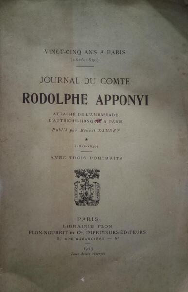 JOURNAL DU COMTE RODOLPHE APPONYI.