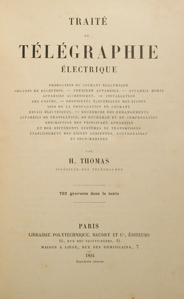 TRAITÉ DE TÉLÉGRAPHIE ÉLECTRIQUE.