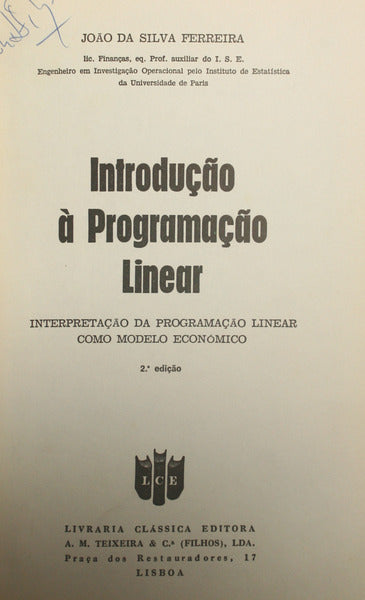 INTRODUÇÃO À PROGRAMAÇÃO LINEAR.