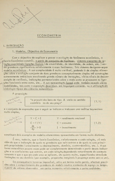 ECONOMETRIA, DE ACORDO COM AS AULAS DADAS NO I.S.E., NO ANO LECTIVO DE 1978/1979.