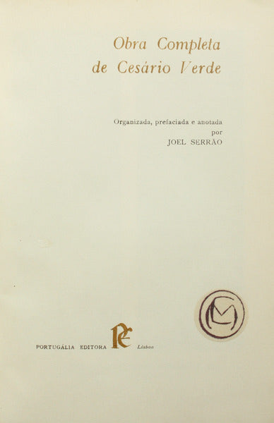 CESÁRIO VERDE. (José Joaquim) OBRA COMPLETA.