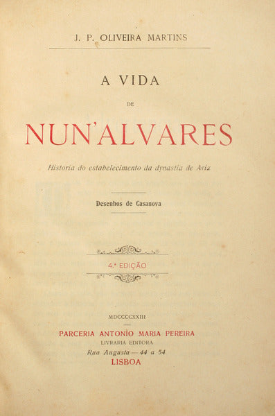 A VIDA DE NUN'ALVARES. [4.ª EDIÇÃO]