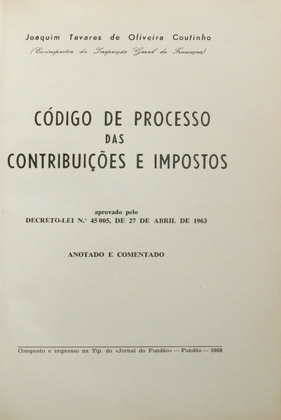 CÓDIGO DE PROCESSO DAS CONTRIBUIÇÕES E IMPOSTOS.