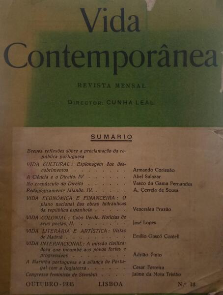 VIDA CONTEMPORÂNEA N.º 18, OUTUBRO 1935.