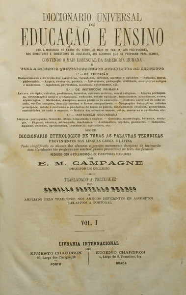 DICCIONARIO UNIVERSAL DE EDUCAÃ‡ÃƒO E ENSINO. [2 VOLS.]
