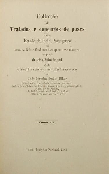 COLLECÇÃO DE TRATADOS E CONCERTOS DE PAZES. [6 VOLUMES].