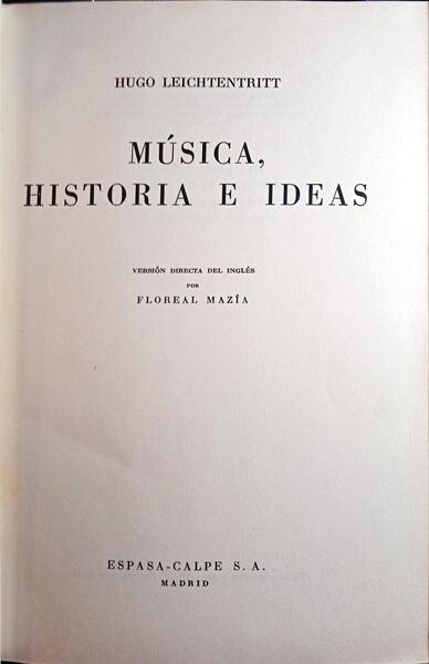 MÚSICA, HISTORIA E IDEAS.