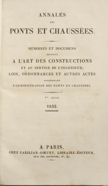 ANNALES DES PONTS ET CHAUSSÉES, 1ª SÉRIE, 1832.