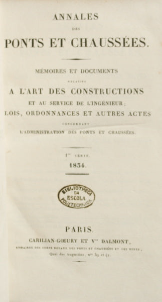 ANNALES DES PONTS ET CHAUSSÉES, 1ª SÉRIE, 1834.