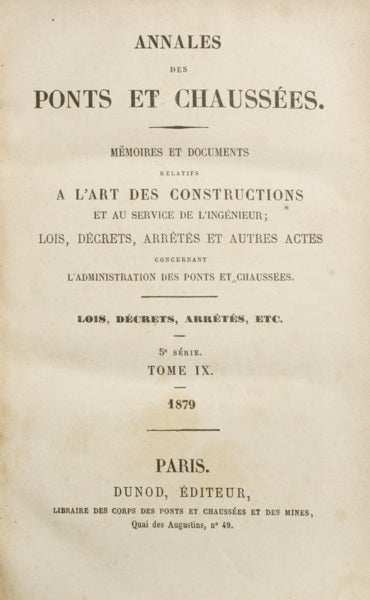 ANNALES DES PONTS ET CHAUSSÉES, 5ª SÉRIE, 1879.
