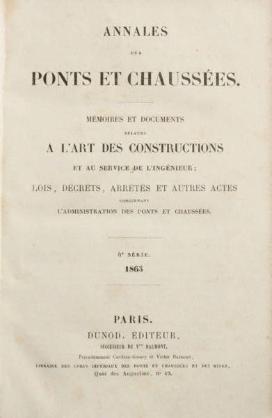 ANNALES DES PONTS ET CHAUSSÉES, 4ª SÉRIE, 1º SEMESTRE, 1863.