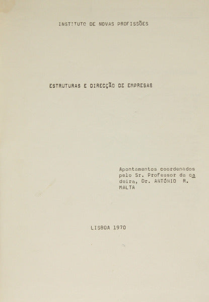 ESTRUTURAS E DIRECÇÃO DE EMPRESAS.