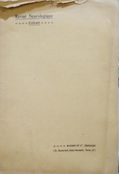 REVUE NEUROLOGIQUE. EXTRAIT, Nº 16, AVRIL 1915.