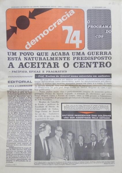DEMOCRACIA 74, NÚMERO 0,NOVEMBRO 1974.