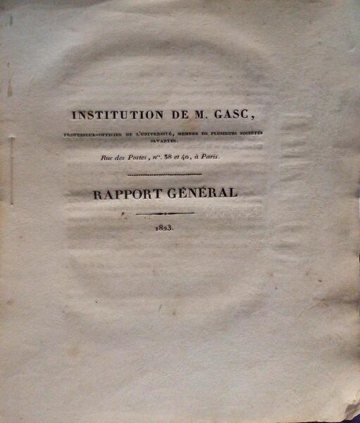 RAPPORT GÉNÉRAL, 1823.