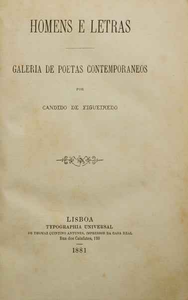 HOMENS E LETRAS: GALERIA DE POETAS CONTEMPORANEOS.