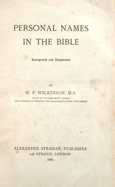 PERSONAL NAMES IN THE BIBLE.