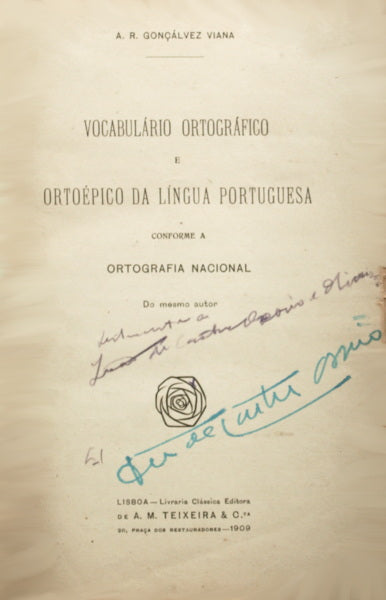 GONÇALVES VIANA. (A. R.) VOCABULÁRIO ORTOGRÁFICO E ORTOÉPICO DA LÍNGUA PORTUGUESA.