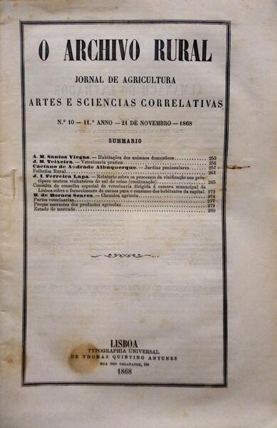 ARCHIVO (O) RURAL, N.º 10, NOVEMBRO, 1868.