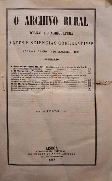 ARCHIVO (O) RURAL, N.º 11, DEZEMBRO, 1868.