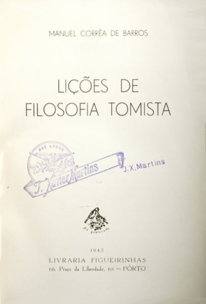 LIÇÕES DE FILOSOFIA TOMISTA.