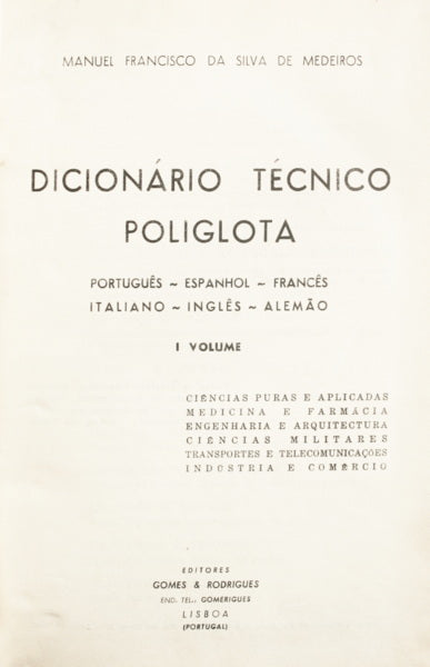 DICIONÃ?RIO TÉCNICO POLIGLOTA.
