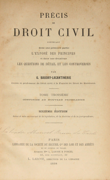 PRÉCIS DE DROIT CIVIL. [3 VOLUMES]