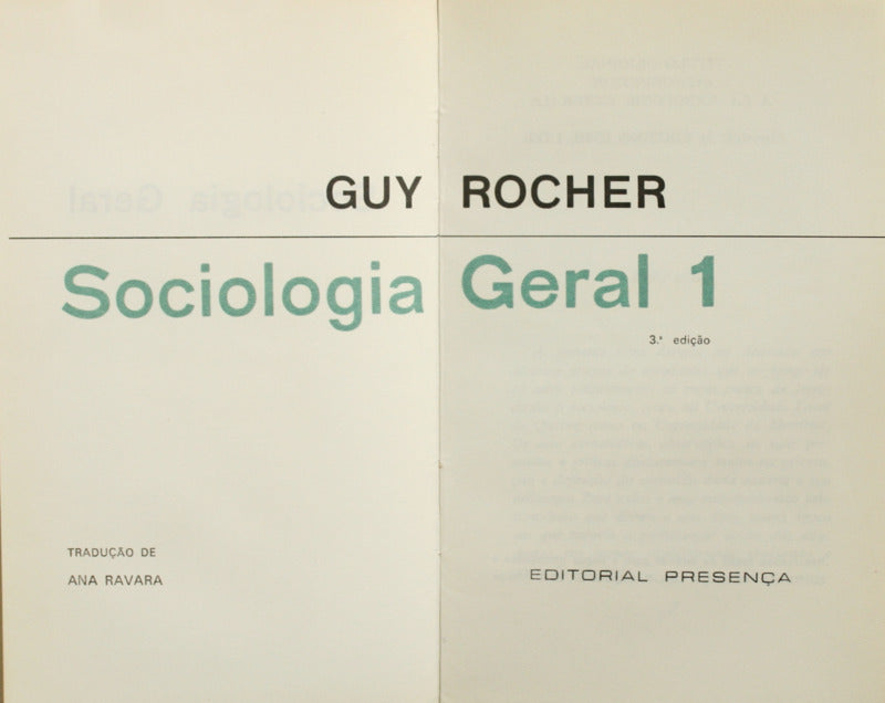 ROCHER. (Guy) SOCIOLOGIA GERAL. [5 VOLS.]